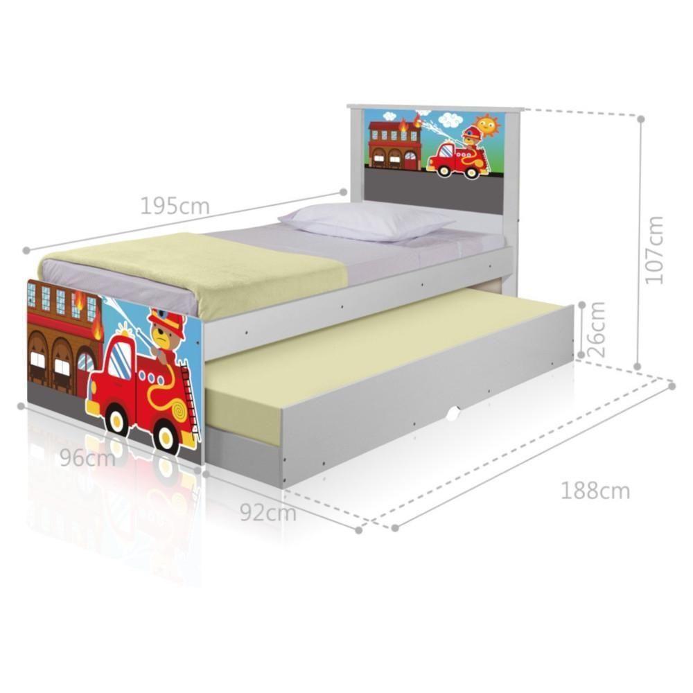 Bicama Juvenil Com Cabeceira Adesivada Bombeiro - 1