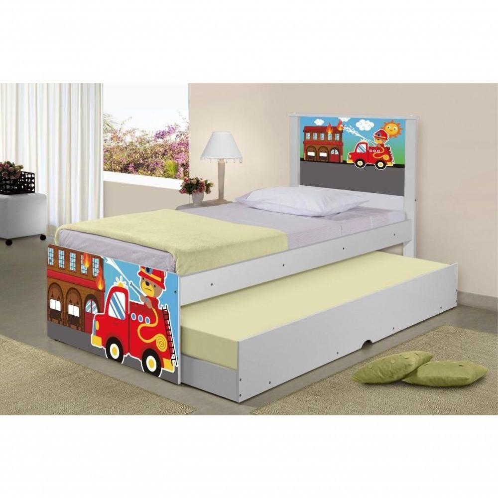 Bicama Juvenil Com Cabeceira Adesivada Bombeiro - 3