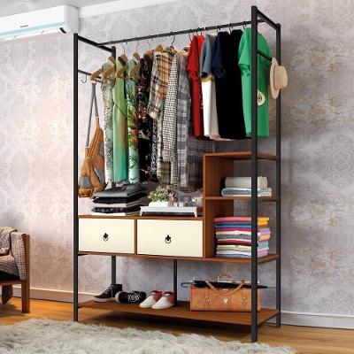 Guarda Roupa Casal Industrial Mazzara sem Portas 2 Gavetas Preto Canela-off White