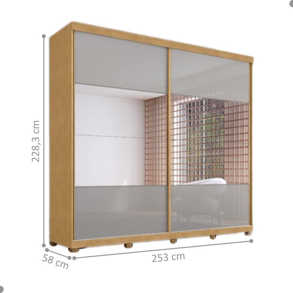 Guarda Roupa Com Espelho 2 Portas Aroeira Naturale Off White - 2