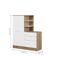 Guarda Roupa Com Comoda Infantil Lecco Carvalho Rustico Branco - 2