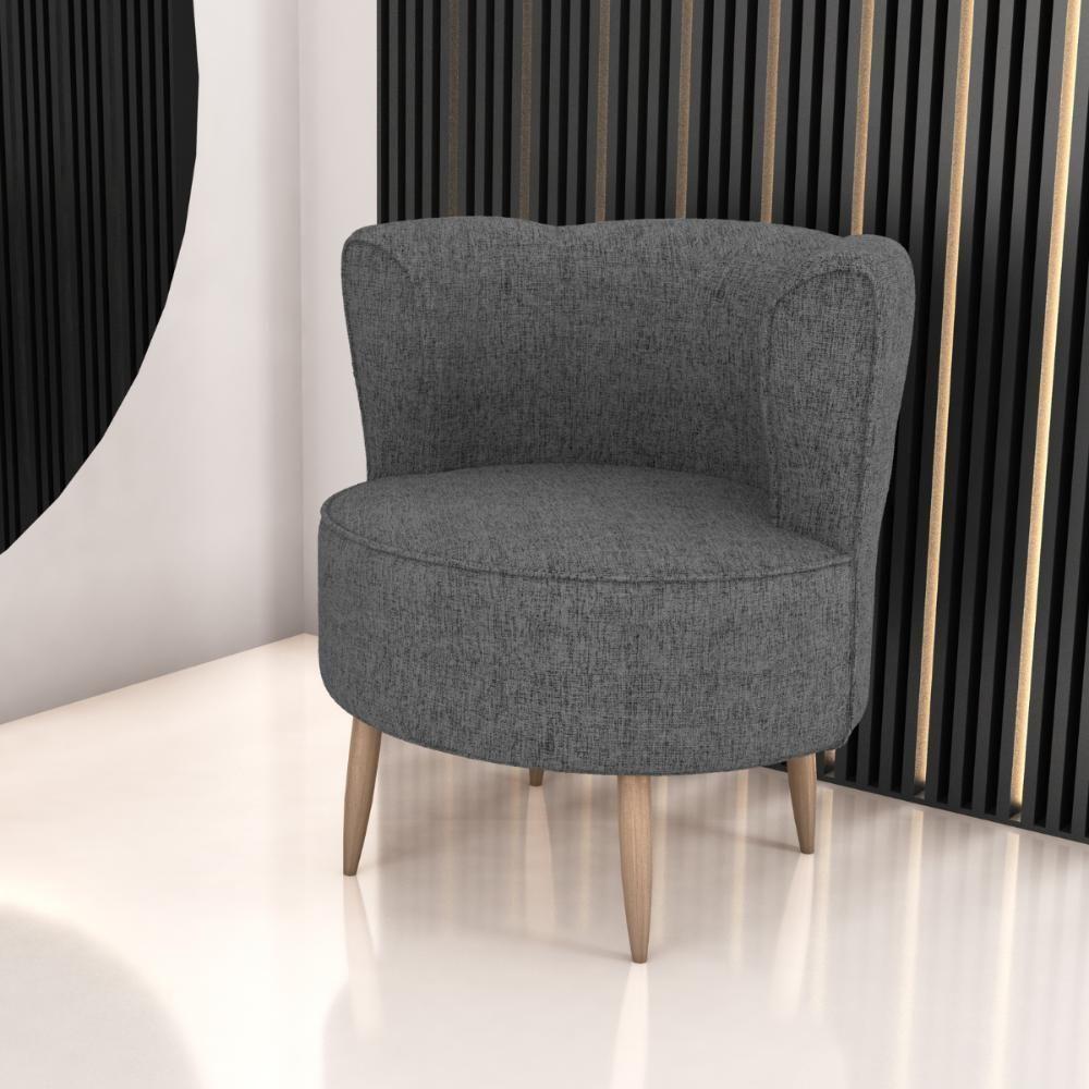 Poltrona Decorativa Para Sala Ariel Linho Chumbo - 1