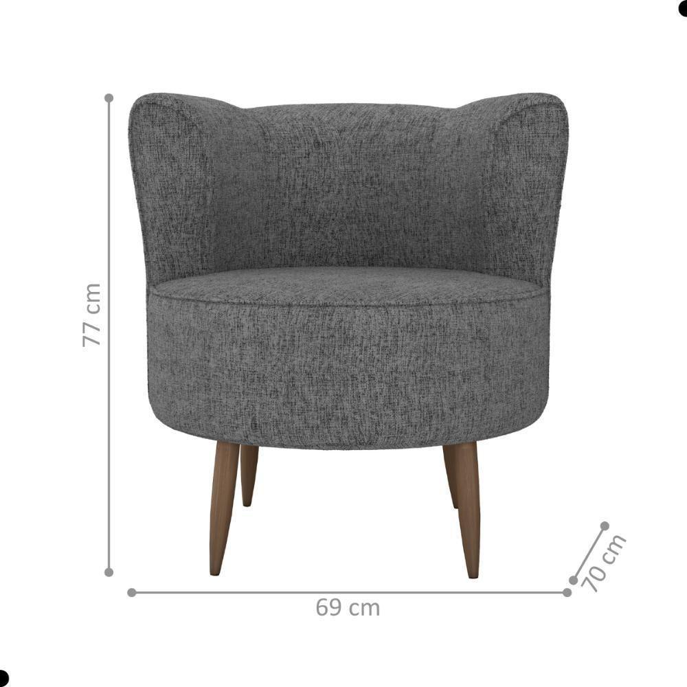 Poltrona Decorativa Para Sala Ariel Linho Chumbo - 2