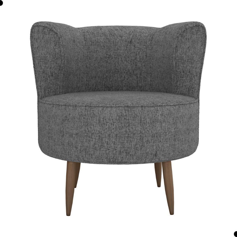 Poltrona Decorativa Para Sala Ariel Linho Chumbo - 3
