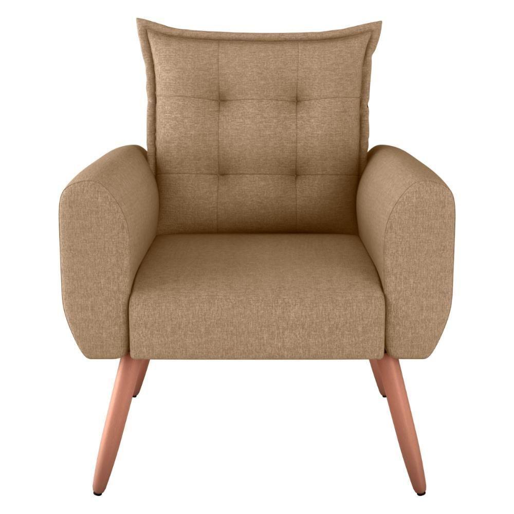 Poltrona Decorativa Para Sala Ravi Linho Palha - 4