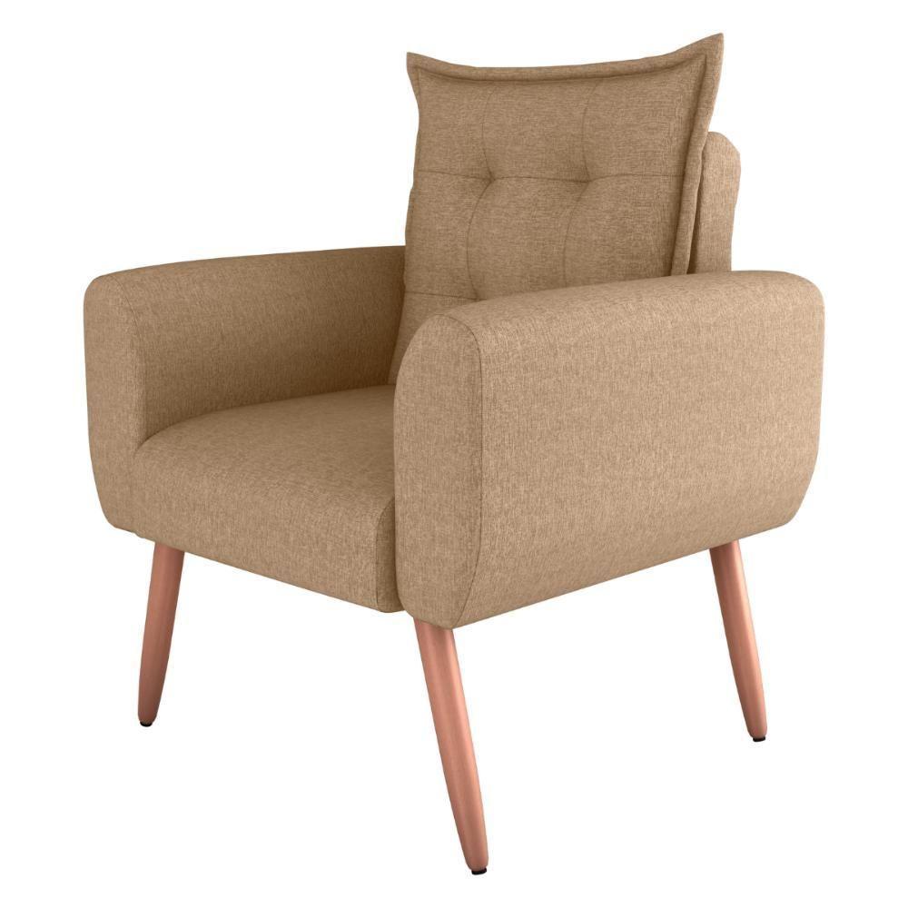 Poltrona Decorativa Para Sala Ravi Linho Palha - 5