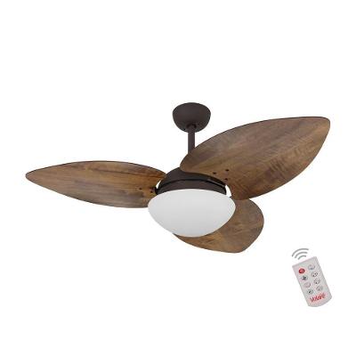 Ventilador de Teto Casa H Dormamu Marrom Texturizado 3 Pás Imbuia com Controle Remoto 220V