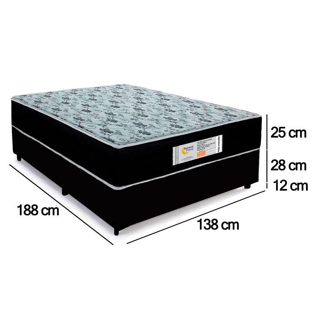 Cama Box Casal Sintético + Colchão Molas Ensacadas Sereneprime Sonnolux 138cm Preto - Suporta Até 110kg Por Pessoa - 4