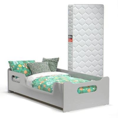 Cama Infantil Encanto Com Grade Proteção E Colchão Cinza