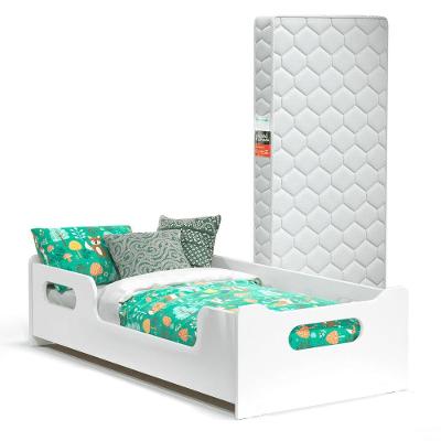 Cama Infantil Encanto Com Grade Proteção E Colchão Branco
