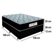 Cama Box Casal Suede + Colchão Molas Ensacadas Sereneprime Sonnolux 138cm Preto - Suporta Até 110kg Por Pessoa