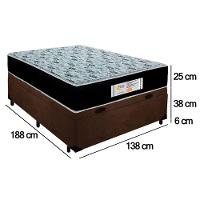 Cama Box Baú Casal Suede + Colchão Molas Ensacadas Sereneprime Sonnolux 138x188x69 Cor:marrom