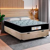 Cama Box Baú Casal Suede + Colchão Molas Ensacadas Sereneprime Sonnolux 138x188x69 Cor:bege - 2