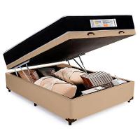 Cama Box Baú Casal Sintético + Colchão Molas Ensacadas Sereneprime Sonnolux 138cm Bege - Suporta Até 110kg Por Pessoa - 6