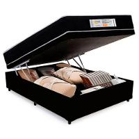 Cama Box Baú Casal Sintético + Colchão Molas Ensacadas Sereneprime Sonnolux 138cm Preto - Suporta Até 110kg Por Pessoa - 6