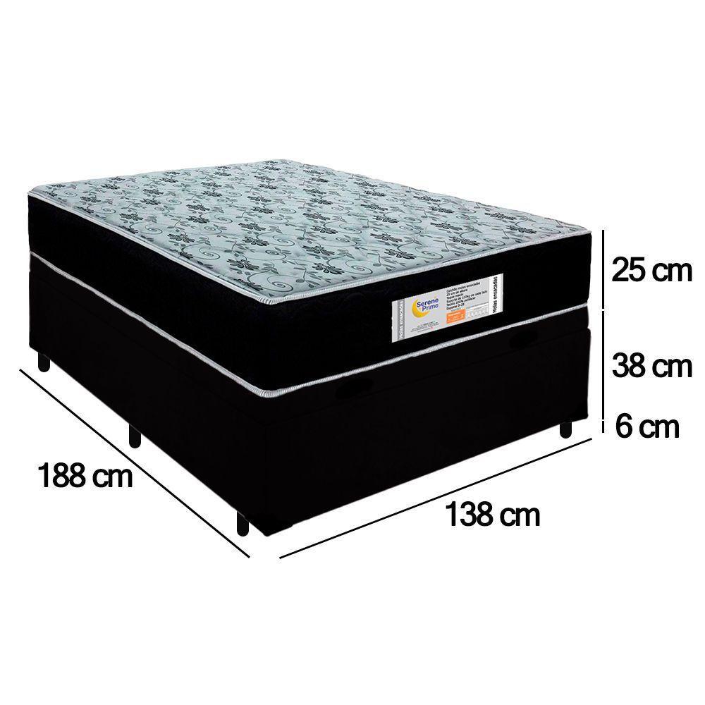 Cama Box Baú Casal Suede + Colchão Molas Ensacadas Sereneprime Sonnolux 138x188x69 Preto - 4