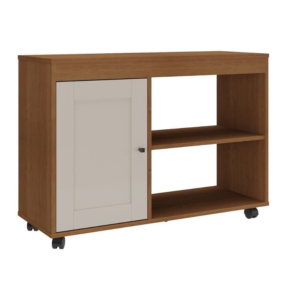 Rack Para Tvs 42' Com 4 Rodízios Guaraci Cinamomo Off White - 1