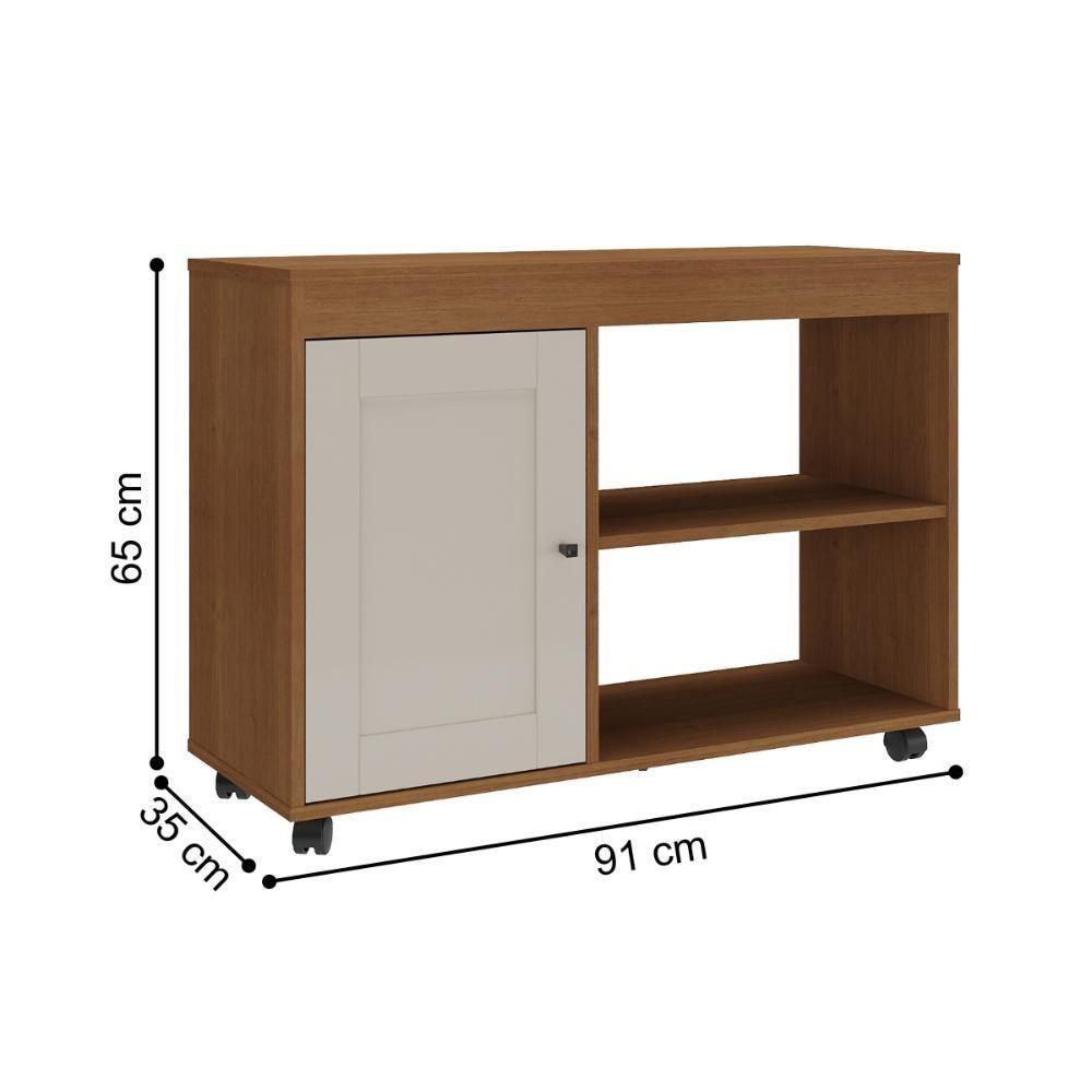 Rack Para Tvs 42' Com 4 Rodízios Guaraci Cinamomo Off White - 2