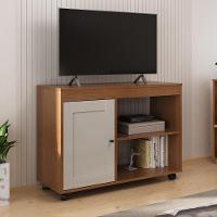 Rack Para Tvs 42' Com 4 Rodízios Guaraci Cinamomo Off White - 3