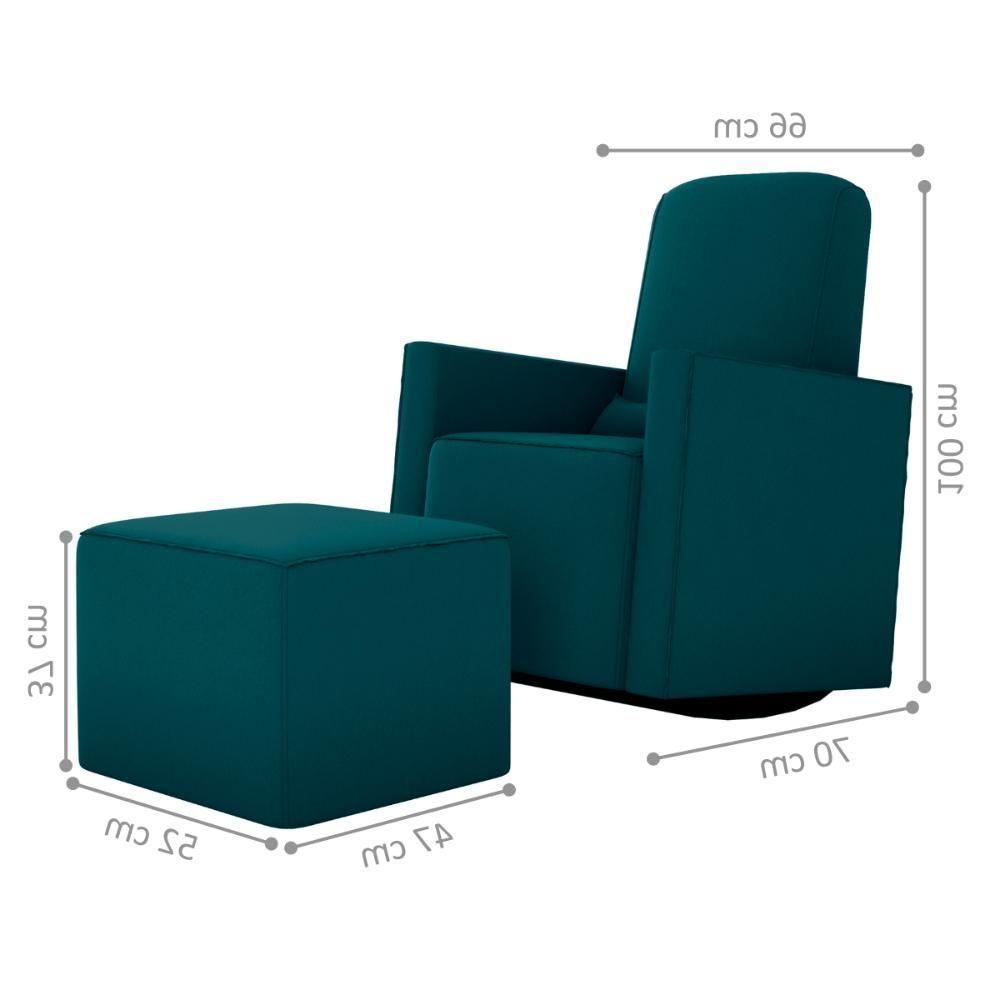 Poltrona Para Amamentação Com Puff Ana Suede Petróleo - 2