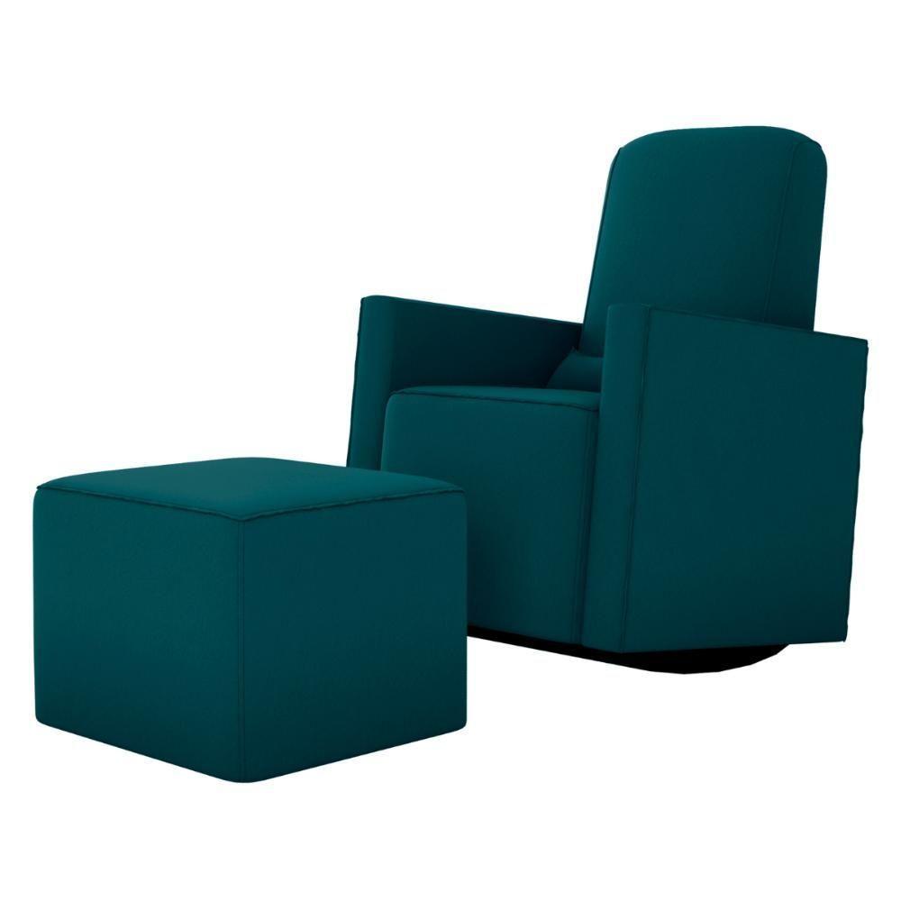 Poltrona Para Amamentação Com Puff Ana Suede Petróleo - 3