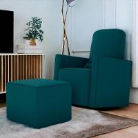 Poltrona Para Amamentação Com Puff Ana Suede Petróleo - 1