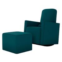 Poltrona Para Amamentação Com Puff Ana Suede Petróleo - 3