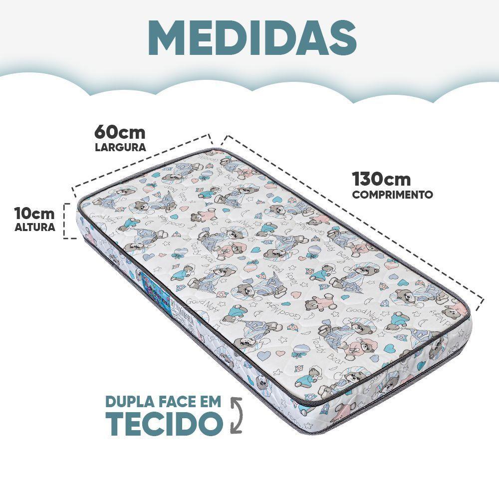 Colchão Para Berço Espuma D20 Sonequinha Antialérgico E Antiácaro Todos Tamanhos - Maestro Colchões Tamanho:130x60x10cm - 2