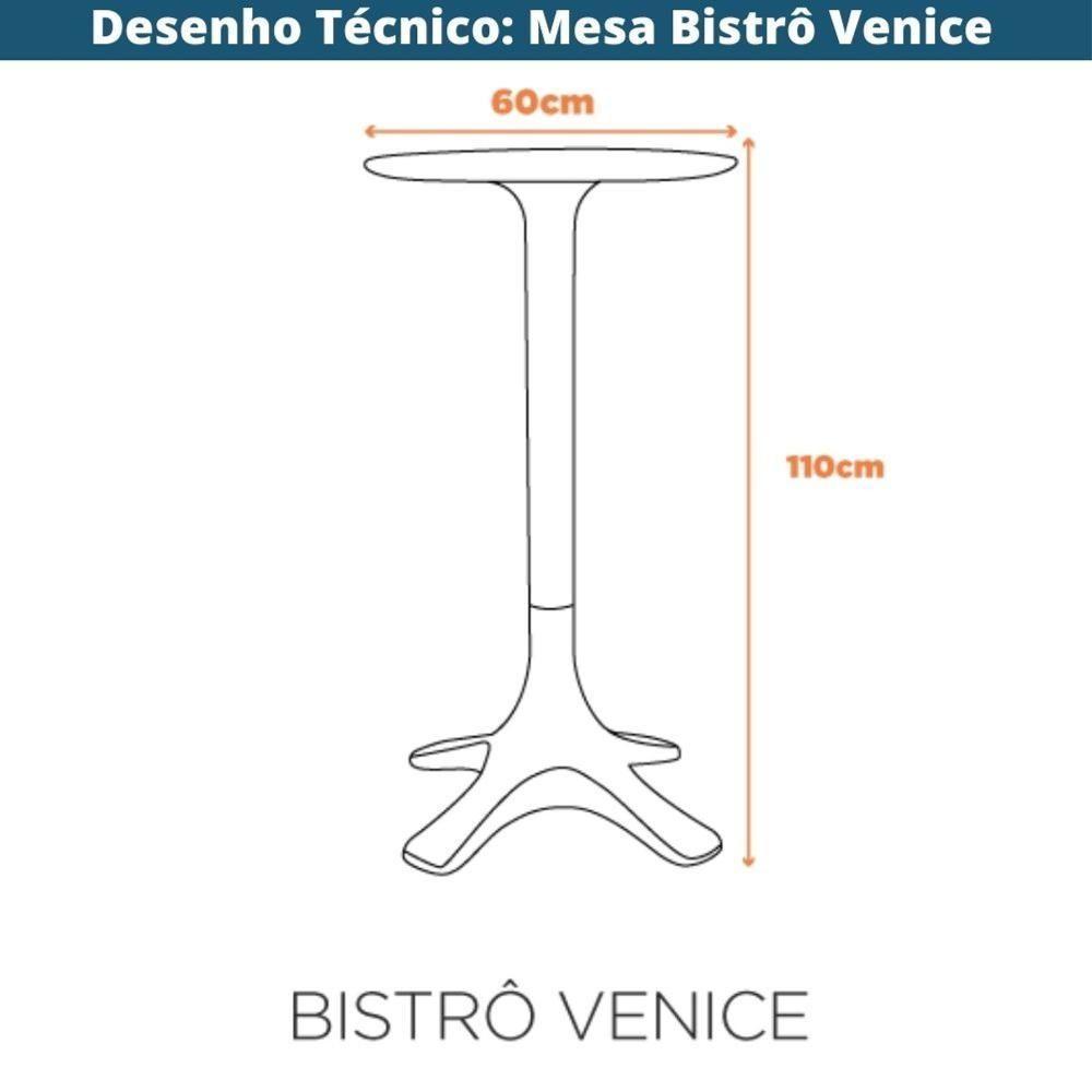 Mesa Bistrô Venice Fratini 110 Cm (altura) Com Tampo Redondo 60 Cm (largura) Polipropileno Nude - 7