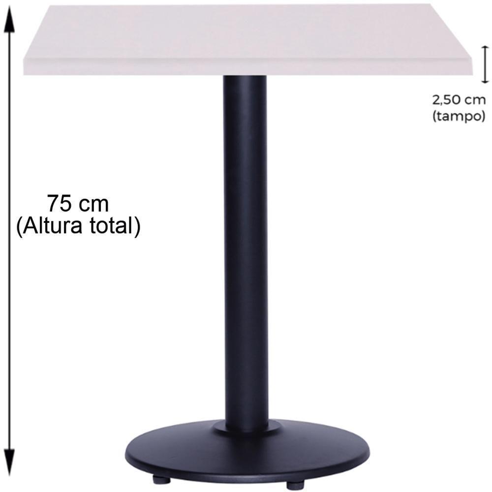 Mesa Zeta Ferro Preto 75 Cm (alt) Disco Redondo Tampo Mdp Quadrado 80 Cm (larg) X 2,50 Cm Alt Branco - 6