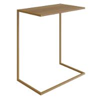 Mesa Lateral Apoio Sofá P/ Notebook Artesano 58 Cm (larg) Mdp Hanover (mel) Base Aço Carbono Dourado - 1
