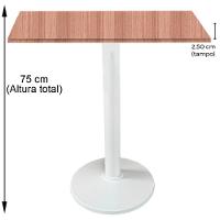 Mesa Zeta Ferro Branco 75 Cm (alt) Disco Redondo Tampo Mdp Quadrado 60 Cm Larg X 2,50 Cm Alt Noce Nat - 2