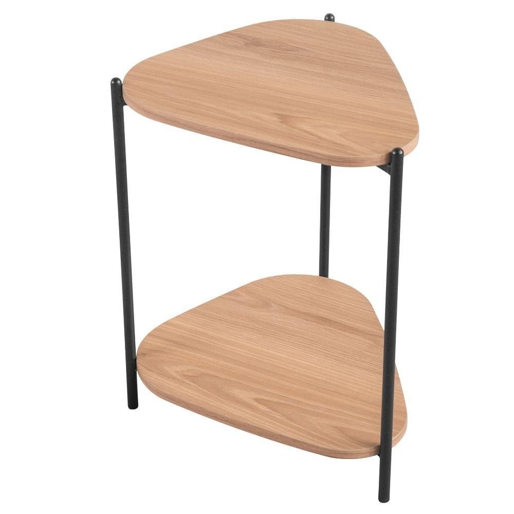 Mesa Lateral De Apoio Orgânica Artesano 45 Cm (largura) Em Mdp Hanover (mel) E Pés Em Aço Preto - 2