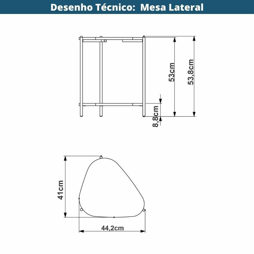Mesa Lateral De Apoio Orgânica Artesano 45 Cm (largura) Em Mdp Hanover (mel) E Pés Em Aço Preto - 6