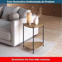 Mesa Lateral De Apoio Orgânica Artesano 45 Cm (largura) Em Mdp Hanover (mel) E Pés Em Aço Preto