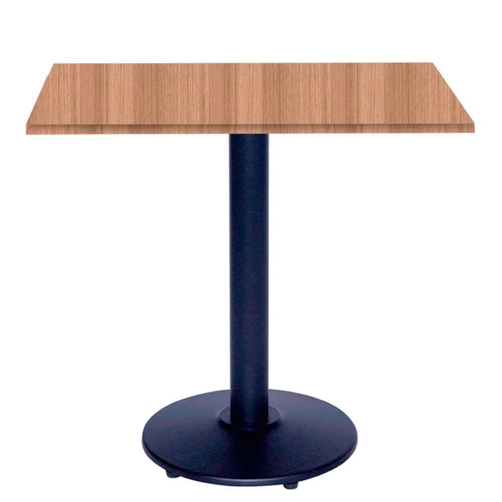 Mesa Zeta Ferro Preto 75 Cm (alt) Disco Redondo Tampo Mdp Quadrado 70 Cm Larg X 2,50 Cm Alt Noce Nat - 1