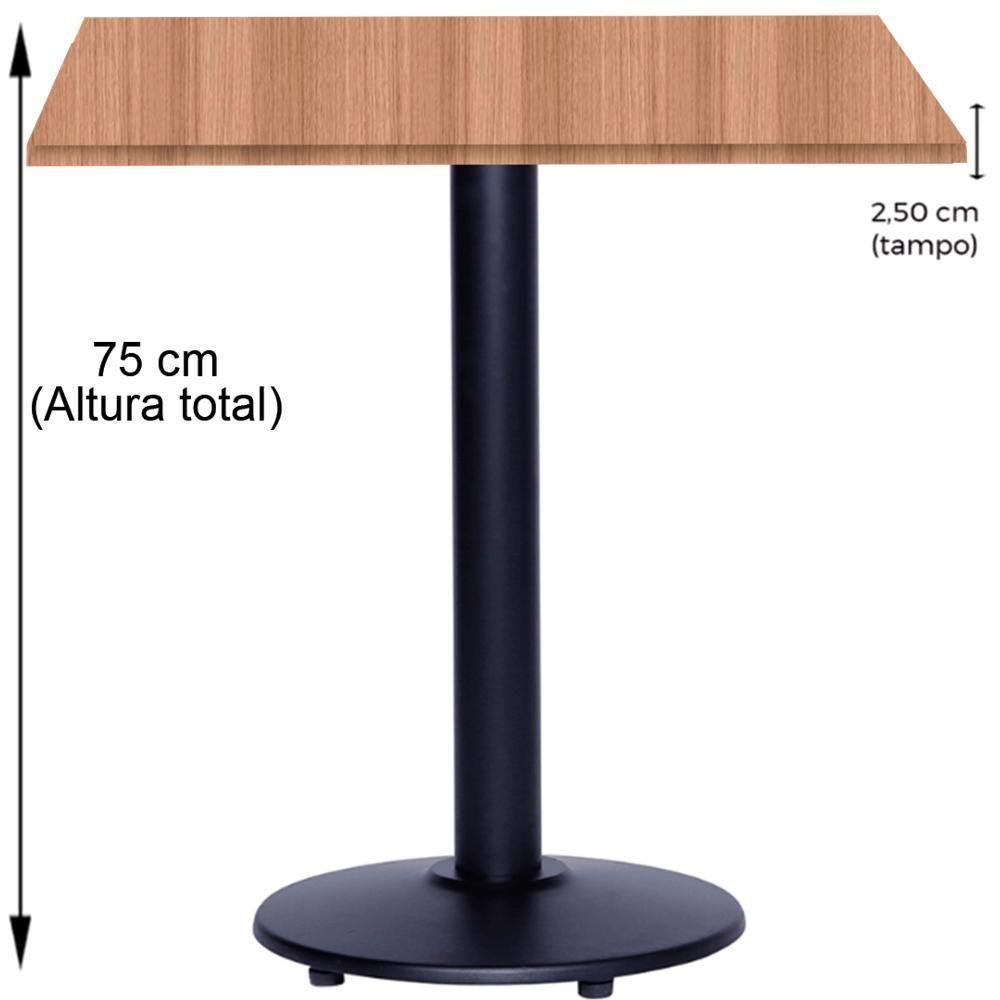Mesa Zeta Ferro Preto 75 Cm (alt) Disco Redondo Tampo Mdp Quadrado 70 Cm Larg X 2,50 Cm Alt Noce Nat - 3