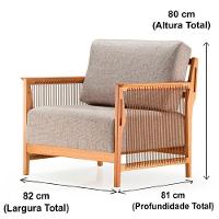 Poltrona Com Braços Los Ozki Madeira Eucalipto Cedro Tecido 430c Corda Redonda Canela - 5