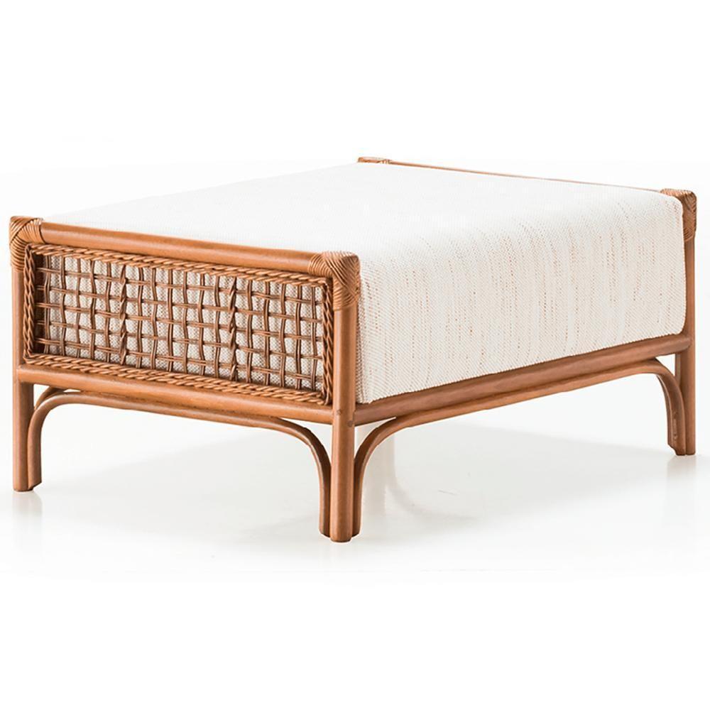 Puff Oslen Ozki 38 Cm (altura) Madeira Eucalipto Cedro Tecido Bege Corda Junco Natural - 2