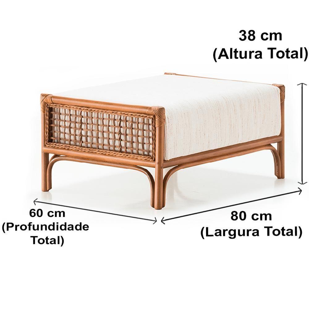 Puff Oslen Ozki 38 Cm (altura) Madeira Eucalipto Cedro Tecido Bege Corda Junco Natural - 3