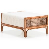 Puff Oslen Ozki 38 Cm (altura) Madeira Eucalipto Cedro Tecido Bege Corda Junco Natural - 1