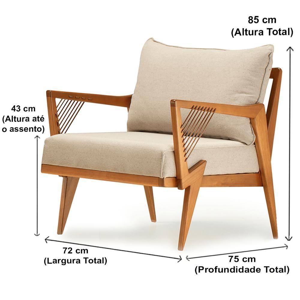 Poltrona Com Braços Alva Ozki Madeira Eucalipto Cedro Tecido Bege Corda Couro Reconstituído - 3