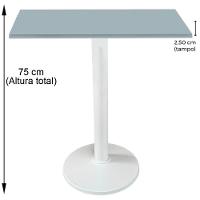 Mesa Zeta Ferro Branco 75 Cm (alt) Disco Redondo Tampo Mdp Quadrado 80 Cm (larg) X 2,5 Cm (alt) Cinza - 2