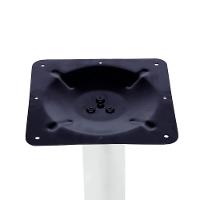 Mesa Zeta Ferro Branco 75 Cm (alt) Disco Redondo Tampo Mdp Quadrado 80 Cm (larg) X 2,5 Cm (alt) Cinza