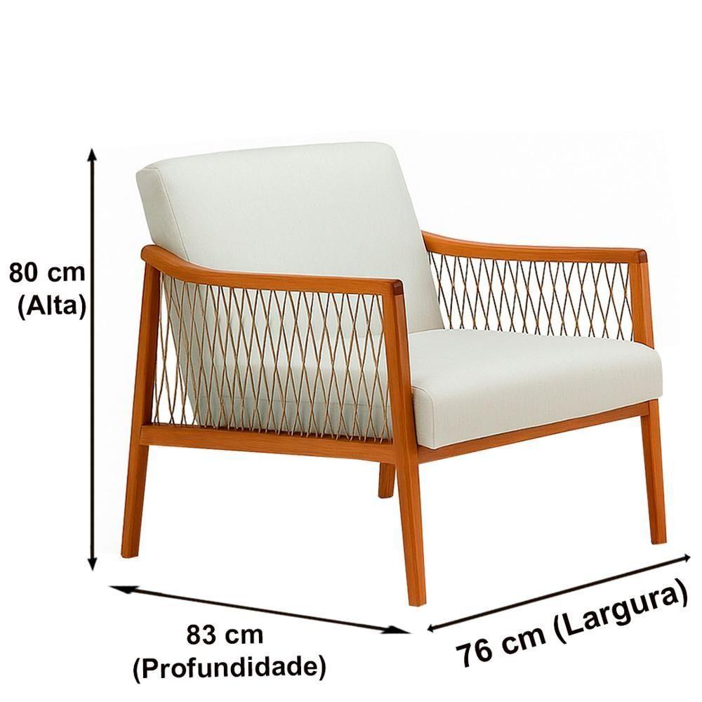 Poltrona Com Braço Acaé 76 Cm (largura) Ozki Madeira Eucalipto Cedro Tecido Bege C Corda Canela - 4