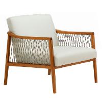 Poltrona Com Braço Acaé 76 Cm (largura) Ozki Madeira Eucalipto Cedro Tecido Bege C Corda Canela - 2