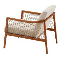 Poltrona Com Braço Acaé 76 Cm (largura) Ozki Madeira Eucalipto Cedro Tecido Bege C Corda Canela - 3