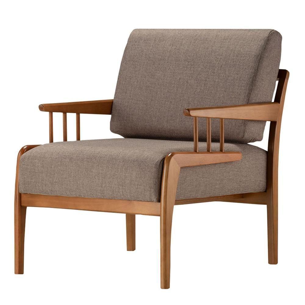 Poltrona Com Braço Pinau Ozki 70 Cm (largura) Madeira Eucalipto Cedro Tecido Verde C - 1