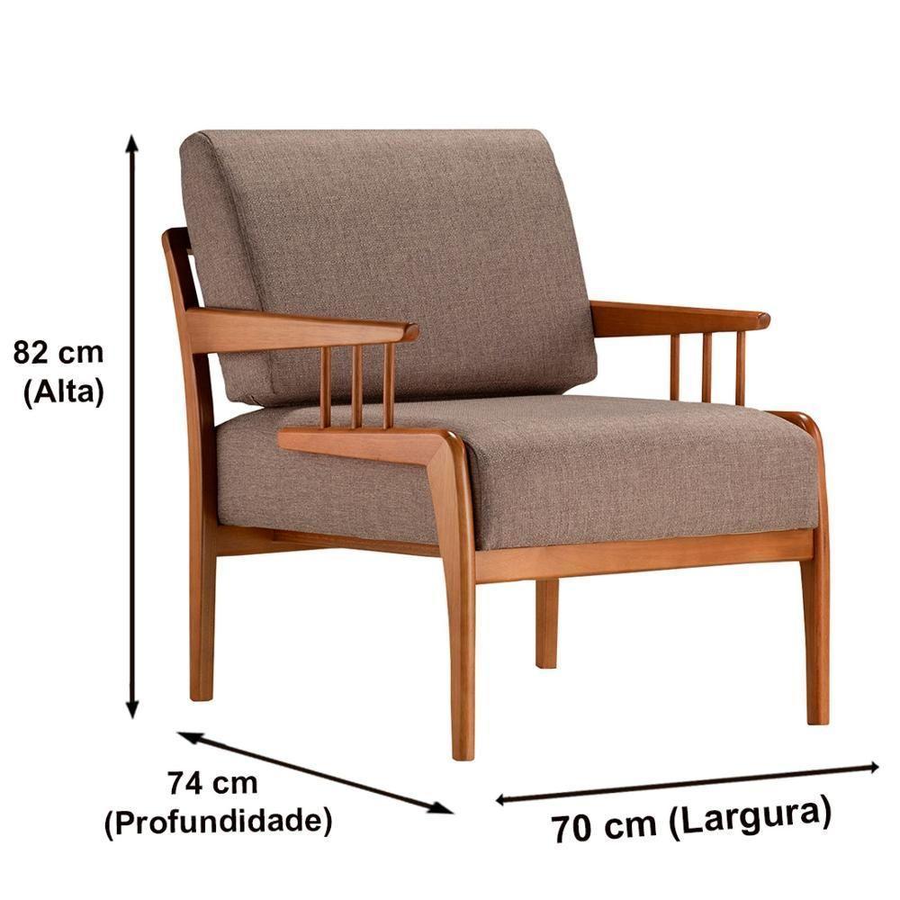 Poltrona Com Braço Pinau Ozki 70 Cm (largura) Madeira Eucalipto Cedro Tecido Verde C - 5