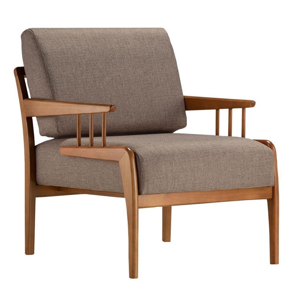 Poltrona Com Braço Pinau Ozki 70 Cm (largura) Madeira Eucalipto Cedro Tecido Verde C - 6